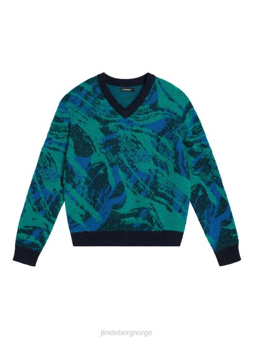 J.Lindeberg menn bukk jacquard genser med v-hals marinedalen klær F864995