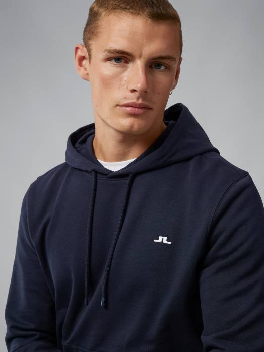 J.Lindeberg menn cal sweat hettegenser marinen klær F8641088