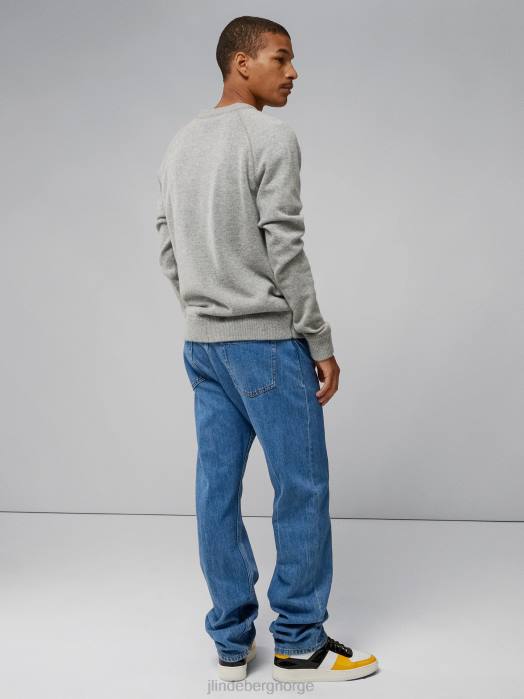 J.Lindeberg menn colton genser i kashmir lys grå melange klær F8642305