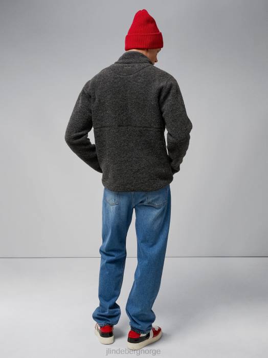 J.Lindeberg menn dustin ull fleecejakke gråmelert klær F8642326