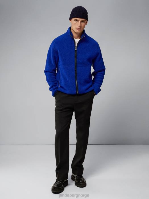 J.Lindeberg menn dustin ull fleecejakke nautisk blå klær F8642327
