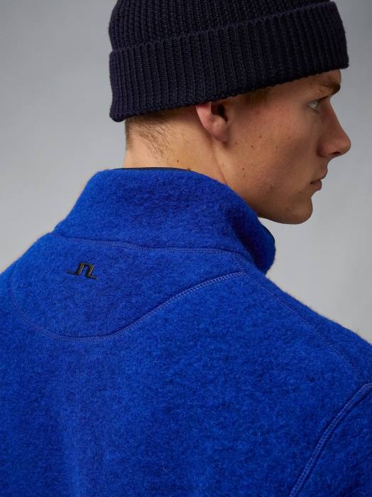 J.Lindeberg menn dustin ull fleecejakke nautisk blå klær F8642327