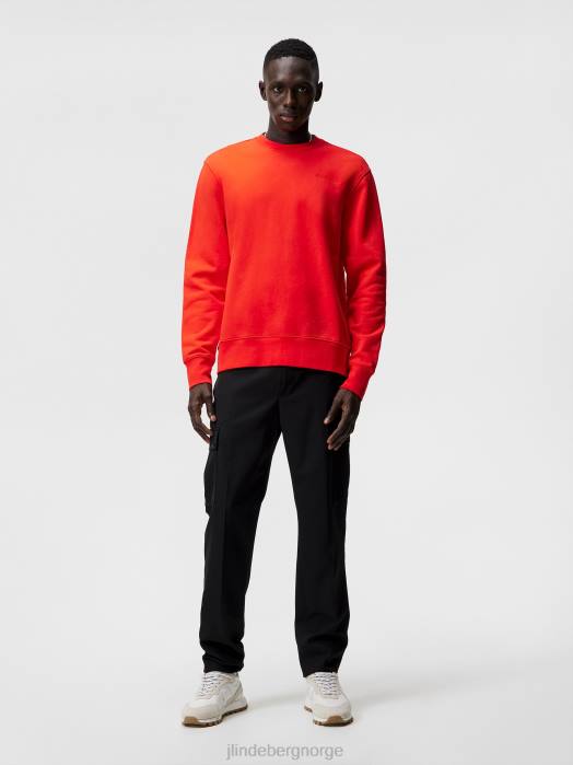 J.Lindeberg menn genser med rund hals ildrød klær F8641072