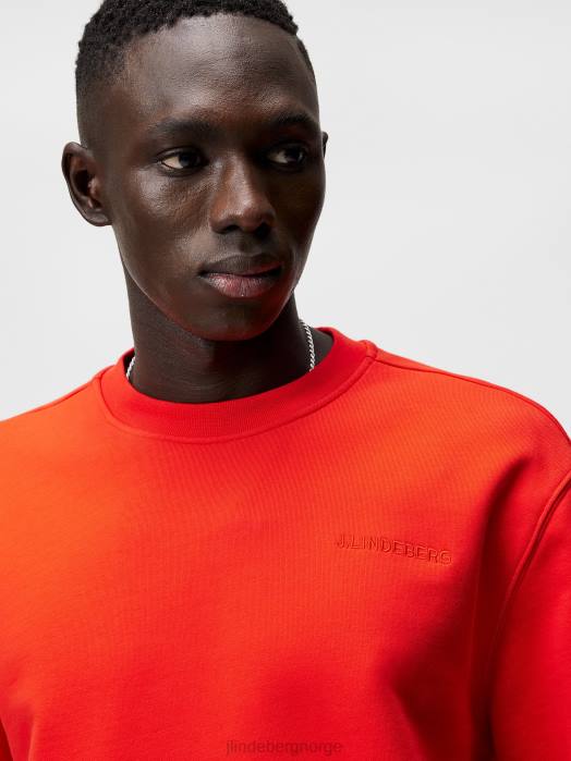 J.Lindeberg menn genser med rund hals ildrød klær F8641072