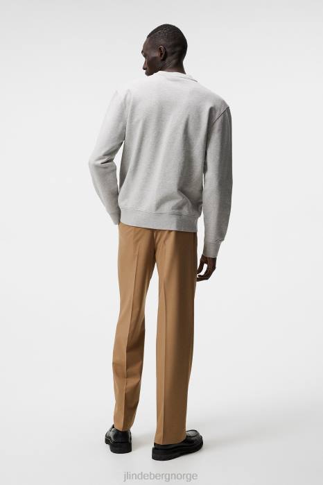 J.Lindeberg menn genser med rund hals lys grå melange klær F8641071
