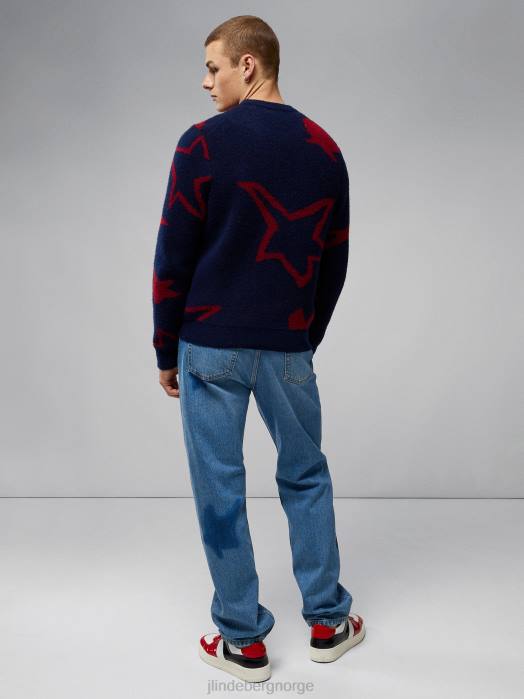 J.Lindeberg menn glen jacquard genser marinen klær F8642293