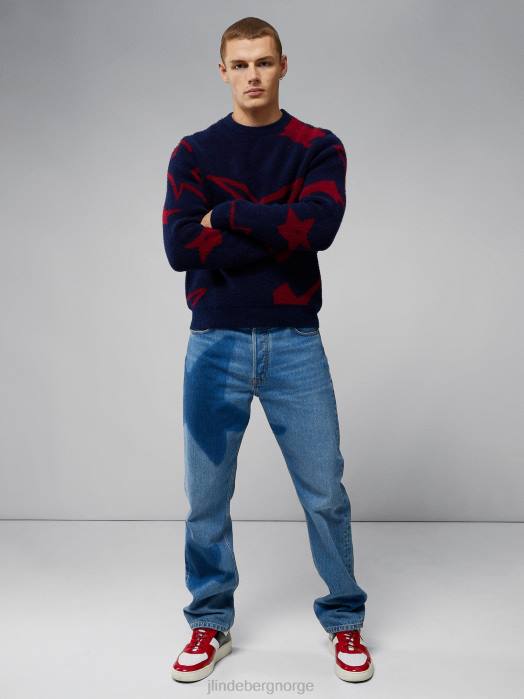 J.Lindeberg menn glen jacquard genser marinen klær F8642293