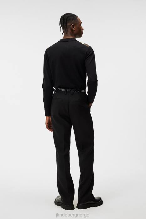 J.Lindeberg menn heden stripet strikket polo svart klær F8641017