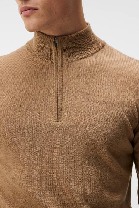 J.Lindeberg menn kiyan genser med kvart glidelås chipmunk klær F864989