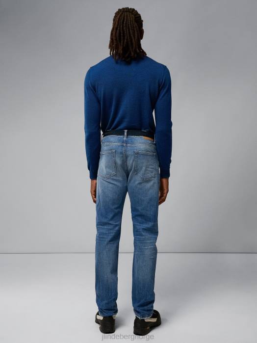 J.Lindeberg menn lyd merino turtleneck genser nautisk blå mouline klær F8642318