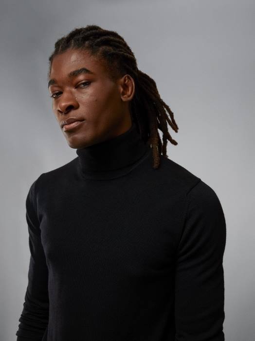 J.Lindeberg menn lyd merino turtleneck genser svart klær F8642319