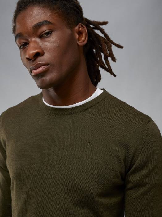 J.Lindeberg menn lyle merino genser Skoggrønn klær F8642321