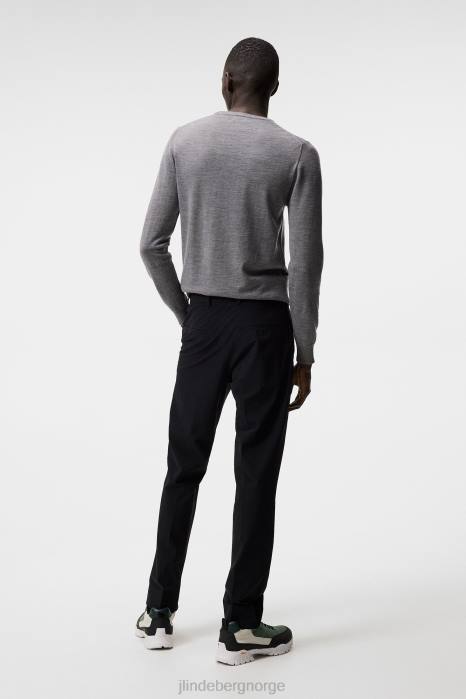J.Lindeberg menn lyle merino genser med rund hals gråmelert klær F864986