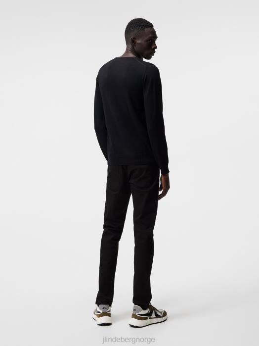 J.Lindeberg menn lyle merino genser med rund hals svart klær F864988