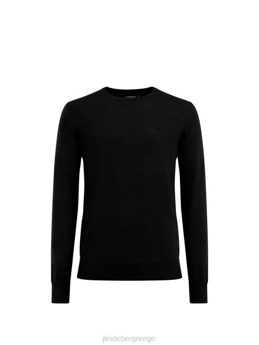 J.Lindeberg menn lyle merino genser med rund hals svart klær F864988