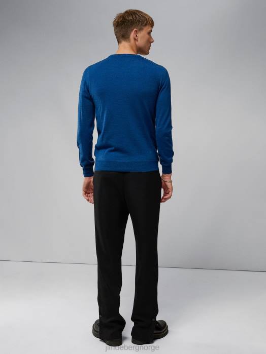 J.Lindeberg menn lyle merino genser nautisk blå mouline klær F8642323
