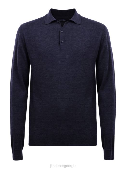 J.Lindeberg menn noel lett merino polo marinen klær F8641079