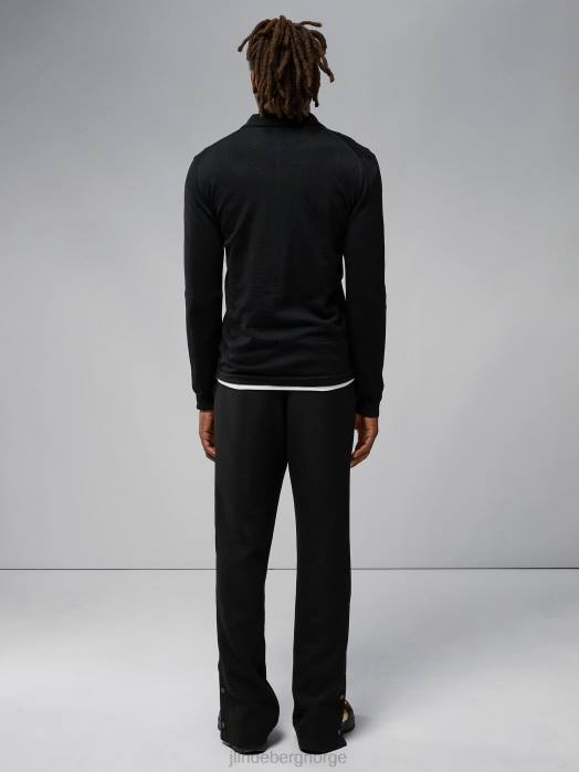 J.Lindeberg menn nyle merino cardigan med glidelås svart klær F8642314