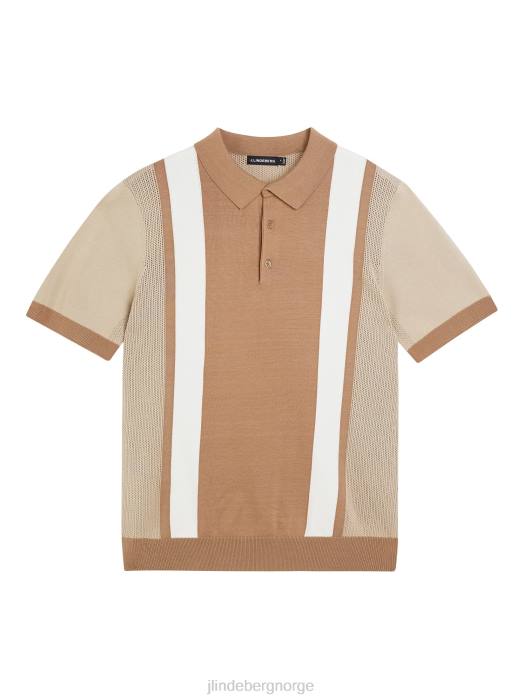 J.Lindeberg menn rey stripet polo tiger brun klær F8641043