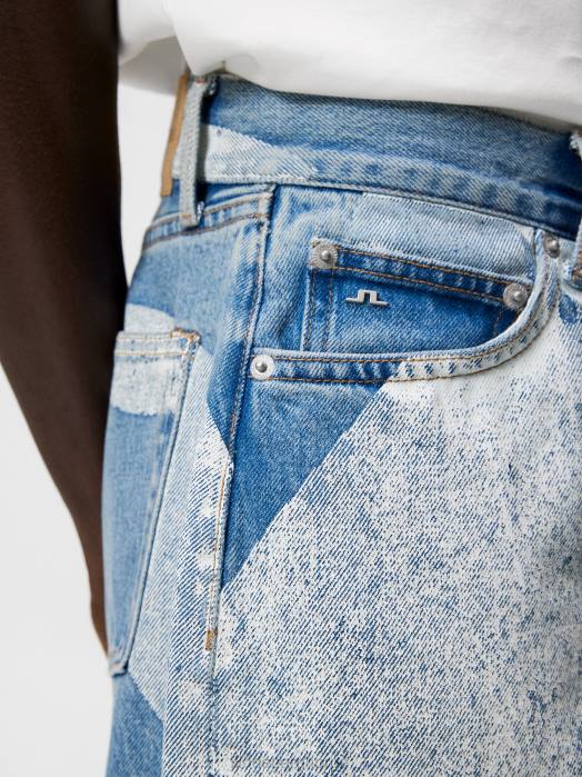 J.Lindeberg menn johnny dot løse jeans lyse blå klær F8641097