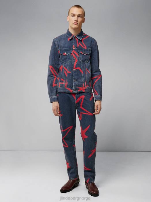 J.Lindeberg menn johnny star jeans med tryk marinen klær F8642578
