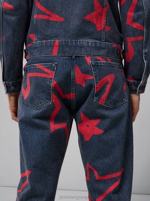 J.Lindeberg menn johnny star jeans med tryk marinen klær F8642578