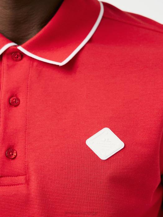 J.Lindeberg menn kenny bomullspolo flamme skarlagenrød klær F8642088