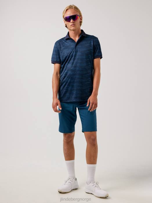 J.Lindeberg menn kv print golfpolo hq blå klær F8642119
