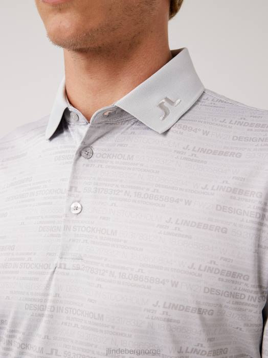J.Lindeberg menn kv print golfpolo hq grå klær F8642120