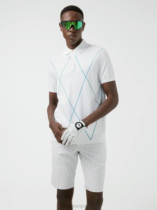 J.Lindeberg menn luka strikket golfpolo hvit klær F8642082