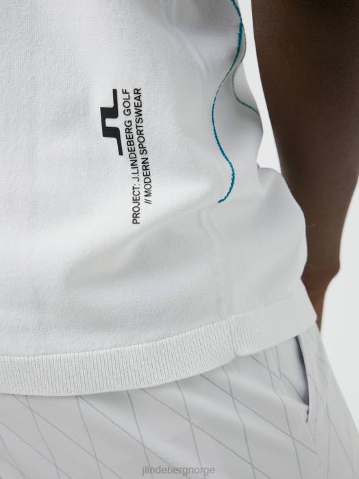 J.Lindeberg menn luka strikket golfpolo hvit klær F8642082