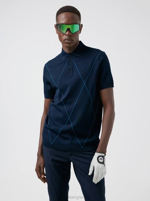 J.Lindeberg menn luka strikket golfpolo marinen klær F8642083