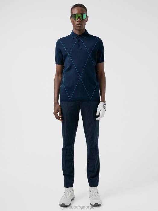 J.Lindeberg menn luka strikket golfpolo marinen klær F8642083