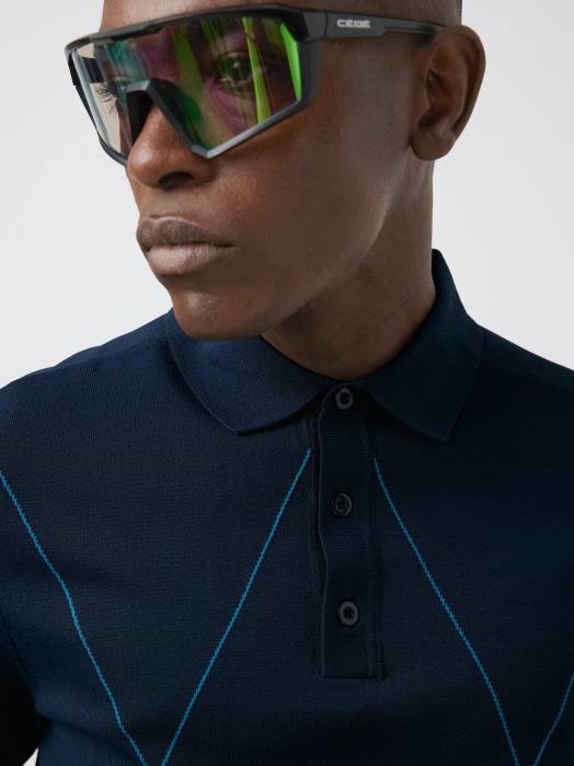 J.Lindeberg menn luka strikket golfpolo marinen klær F8642083