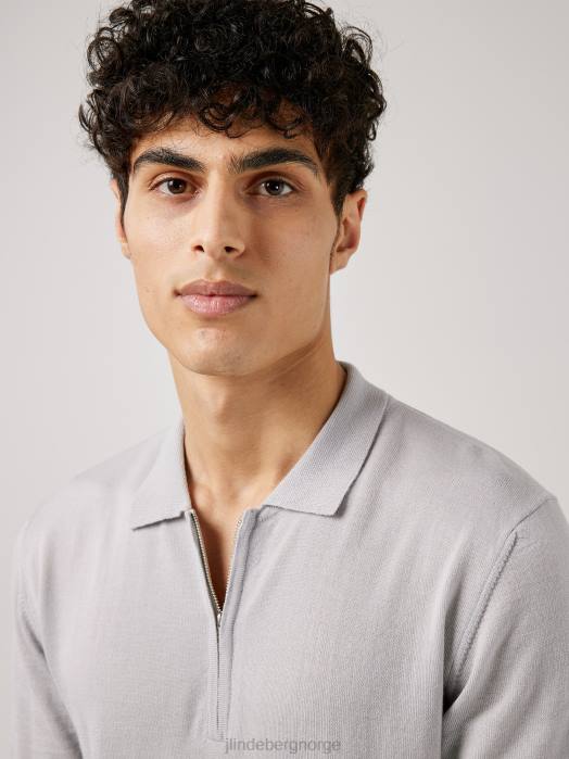 J.Lindeberg menn nino strikket polo steingrå klær F8642112