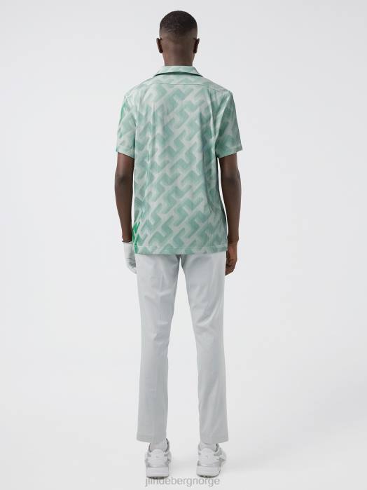 J.Lindeberg menn resort golf polo grønt 3d-bromonogram klær F8642077