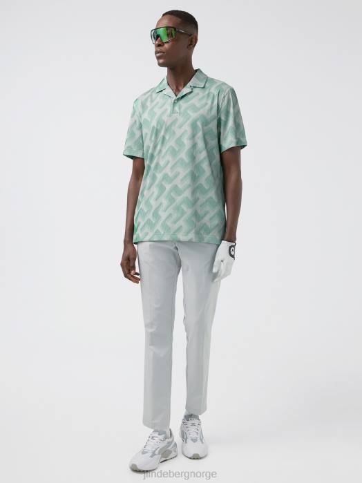 J.Lindeberg menn resort golf polo grønt 3d-bromonogram klær F8642077