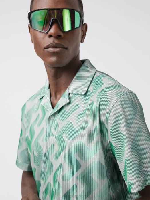 J.Lindeberg menn resort golf polo grønt 3d-bromonogram klær F8642077