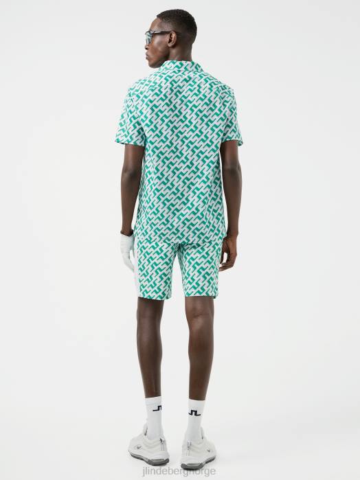 J.Lindeberg menn resort golf skjorte grønt 3d-bromonogram klær F8642081