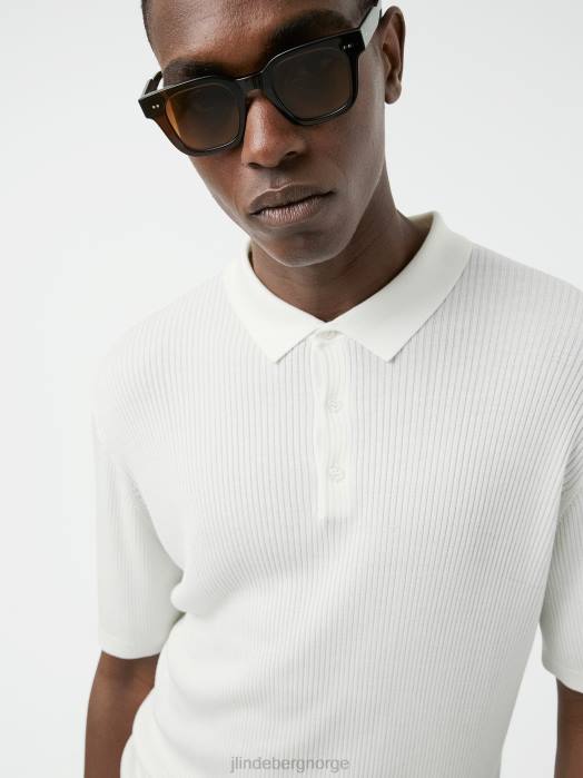 J.Lindeberg menn stefan ribbet polo hvit klær F8642085