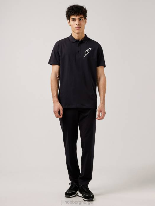 J.Lindeberg menn strike rib jersey polo svart klær F8642109