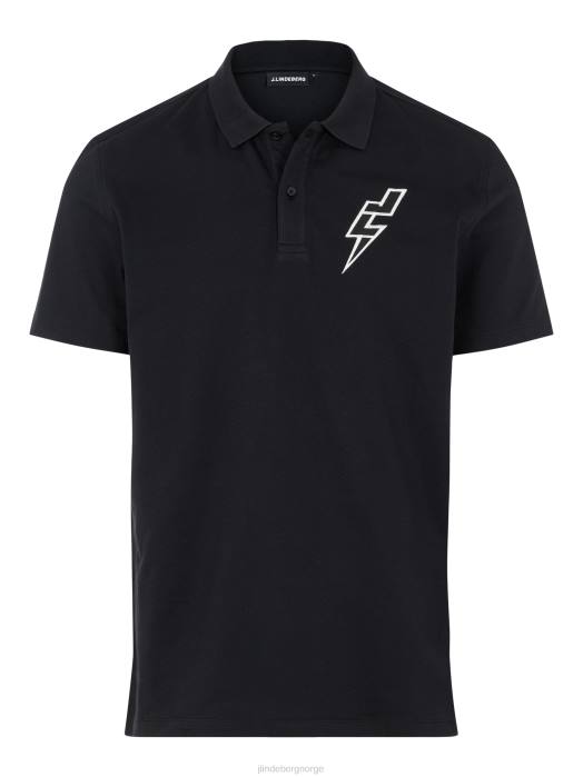 J.Lindeberg menn strike rib jersey polo svart klær F8642109