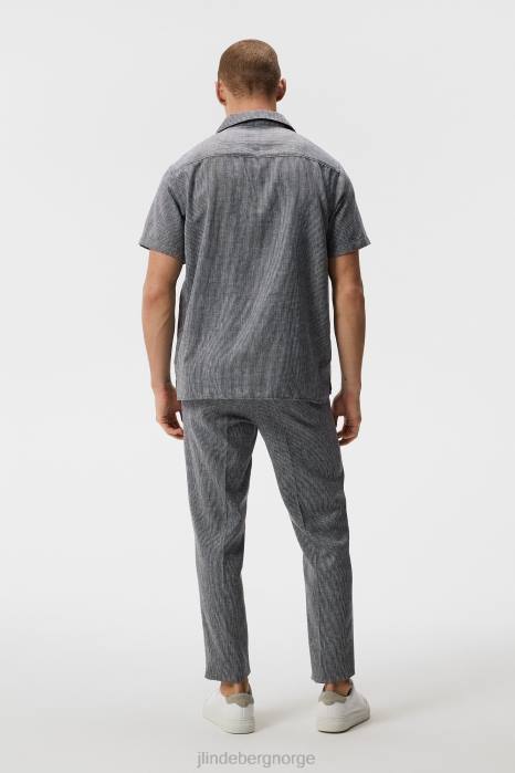 J.Lindeberg menn avslappende skjorte i linblanding marinen klær F8641169