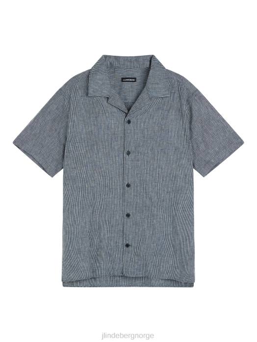 J.Lindeberg menn avslappende skjorte i linblanding marinen klær F8641169
