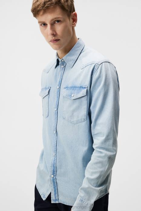 J.Lindeberg menn carson denimskjorte lyse blå klær F8641190