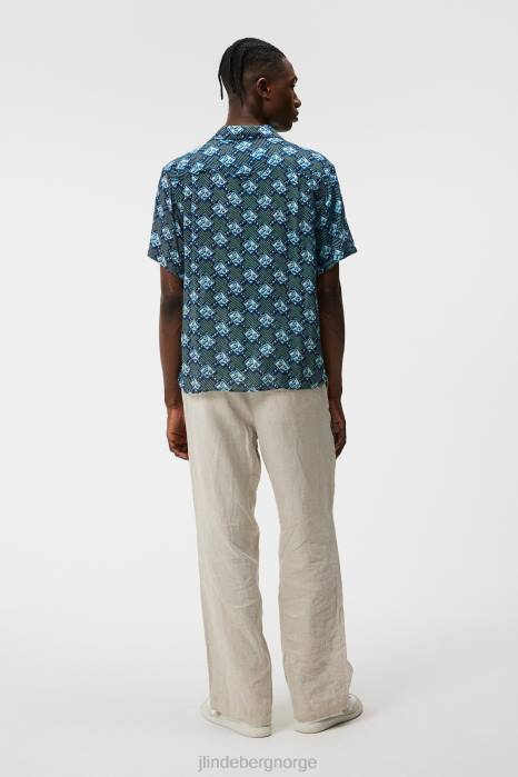 J.Lindeberg menn donso diamond boxy skjorte marinen klær F8641172