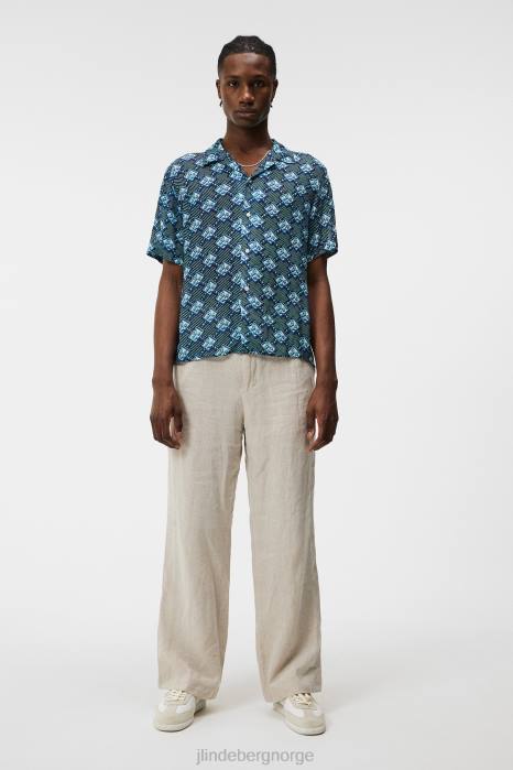 J.Lindeberg menn donso diamond boxy skjorte marinen klær F8641172