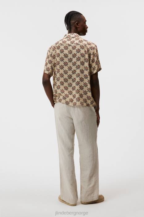 J.Lindeberg menn donso diamond boxy skjorte safari beige klær F8641171