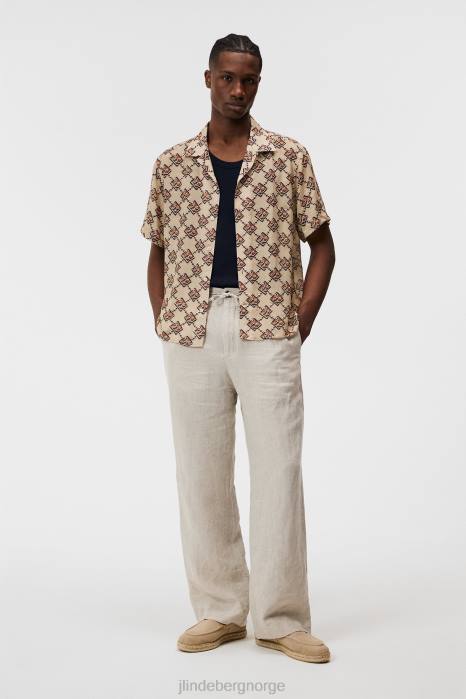 J.Lindeberg menn donso diamond boxy skjorte safari beige klær F8641171