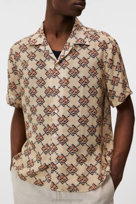 J.Lindeberg menn donso diamond boxy skjorte safari beige klær F8641171